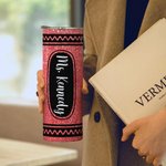 Personalised Glitter Crayon Food-Grade 20oz Skinny Tumbler with Name and Straw Teacher Appreciation Back to School Gift for Teacher