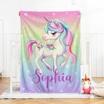Personalized Fantasy Unicorn Soft Throw Blanket with Name Nursery Decor Baby Shower Birthday Gift for Newborns Girls