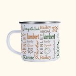 Taza esmaltada personalizada de 11oz con 1 - 15 nombres Halloween Camping Regalo para la familia