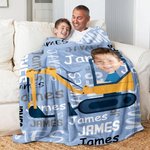 Personalised Multicolor Work Vehicles Construction Lorrys Soft Throw Blanket with Name  Home Decor Birthday Christmas Gift for Boys