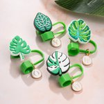 Personalised Sunflower Palm Summer Elements Straw Cover Topper with Initial Charm Accessories for Stanley Vacation Party Gift for Women Girls