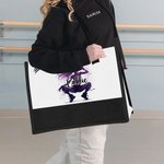 Personalised Watercolor Ballerina Street Dancer Large Canvas Tote Bag with Name Daily Training Essentials Birthday Gift for Dancer Women