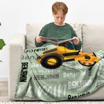 Personalised Multicolor Work Vehicles Construction Lorrys Soft Throw Blanket with Name  Home Decor Birthday Christmas Gift for Boys