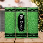 Personalised Glitter Crayon Food-Grade 20oz Skinny Tumbler with Name and Straw Teacher Appreciation Back to School Gift for Teacher