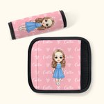 Personalised Cute Cartoon Character Set of 2 Luggage Handle Wraps with Name and Contact Card Travel Accessories Christmas Gift for Family Kids