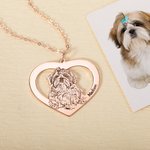 Personalized Engraved Dog Cat Heart Necklace with Name Birthday Commemorative Gift for Pet Lovers