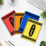 Personalised Floral Crayon Pencil Rainbow Highland Cow 120 Pages A5 Lined Spiral Notebook with Name Back to School Appreciation Gift for Teacher