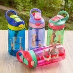 Personalized Cute Jungle Animal 16oz Name Water Bottle with Silicone Straw and Handle Birthday Back to School Gift for Kids Boys Girls