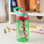 Personalized Cute Jungle Animal 16oz Name Water Bottle with Silicone Straw and Handle Birthday Back to School Gift for Kids Boys Girls