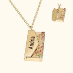 Personalisierte versteckte geheime Nachricht Umschlag Medaillon Halskette bunt mit Emaille Blumen eingraviert Name Geburtstag Muttertag Geschenk für s