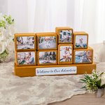 Personalisierte Stacking 6-12 Foto-Blöcke Set mit Text hölzerne Basis Home Decor Ornament Geschenk für Familie