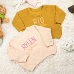 Personlig tröja i 100% bomull med broderat namn Födelsedag Höstgåva för nyfödda Nya föräldrar