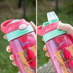 Personalized Cute Jungle Animal 16oz Name Water Bottle with Silicone Straw and Handle Birthday Back to School Gift for Kids Boys Girls
