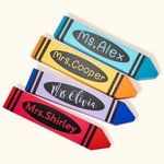 Personalized Teacher Wooden Crayon Desk Sign Name Plate Appreciation Gift