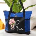 Personalized Birth Flower Stethoscope Large Tote Bag with Name Medical Graduation Appreciation Gift for Nurse Doctor Medical Staff