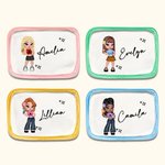 Personlig bärbar Y2K tecknad flicka sminkväska med namn födelsedag jul vänskap gåva för besties Y2K älskare