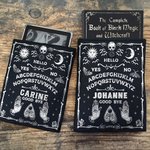 Personalized Gothic Sun Moon Skeleton Ouija Board Button Book Sleeve Protector with Name Spooky Birthday Halloween Gift for Bookworm Ouija Lovers