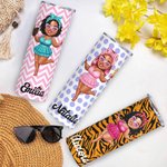 Personalised Cute Cartoon Black Woman 20oz Skinny Tumbler with Name and Straw Beach Party Summer Vacation Birthday Gift for Her