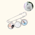 Personalized Memorial Photo Lapel Brooch Pin Bouquet Charm with Words Wedding Graduation Gift
