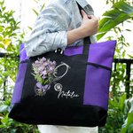 Personalized Birth Flower Stethoscope Large Tote Bag with Name Medical Graduation Appreciation Gift for Nurse Doctor Medical Staff