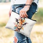 Personalizzato acquerello floreale Giraffa borsa per il trucco con nome e cinturino da polso accessorio da viaggio uso quotidiano regalo di compleanno