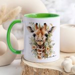 Personalised Multicolor Floral Giraffe 11oz Ceramic Coffee Mug with Name Birthday Anniversary Gift for Family