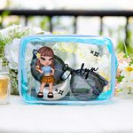 Personlig bärbar Y2K tecknad flicka sminkväska med namn födelsedag jul vänskap gåva för besties Y2K älskare