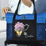 Personalized Birth Flower Stethoscope Large Tote Bag with Name Medical Graduation Appreciation Gift for Nurse Doctor Medical Staff