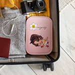 Personalized Cartoon Fashion Girl Birth Flower Leather Jewelry Box with Name and LED Three-color Adjustable Makeup Mirror Birthday Gift for Women