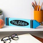 Personalized Teacher Wooden Crayon Desk Sign Name Plate Appreciation Gift