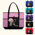 Personalized Birth Flower Stethoscope Large Tote Bag with Name Medical Graduation Appreciation Gift for Nurse Doctor Medical Staff