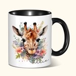 Personalised Multicolor Floral Giraffe 11oz Ceramic Coffee Mug with Name Birthday Anniversary Gift for Family