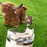 Personalised Cute Highland Cow Reusable Straw Cover Topper with Engraved Initial Charm Accessories for Stanley Birthday Gift for Highland Cow Lovers