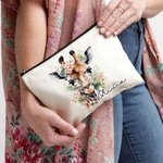 Personalizzato acquerello floreale Giraffa borsa per il trucco con nome e cinturino da polso accessorio da viaggio uso quotidiano regalo di compleanno