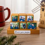 Personalisierte Stacking 6-12 Foto-Blöcke Set mit Text hölzerne Basis Home Decor Ornament Geschenk für Familie