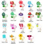 Personalised Sunflower Palm Summer Elements Straw Cover Topper with Initial Charm Accessories for Stanley Vacation Party Gift for Women Girls