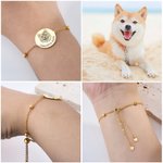 Personalized Engraved Cat Dog Portrait Adjustable Bracelet with Text Birthday Commemorative Gift for Pet Lovers