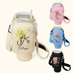 Personalized Waterproof Stethoscope Birth Flower Name Water Bottle Carrier Bag Tumbler Accessories for 40oz Stanley Birthday Gift for Nurse Doctor