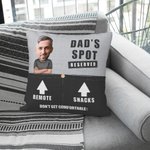 Personalized His Spot Reserved Funny Avatar Photo Throw Pocket Pillow Cover with Text Biirthday Christmas Gift for Dad Grandpa