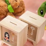 Personajes de dibujos animados personalizados Nacimiento Flor Madera Hucha transparente Hucha con nombre Navidad Cumpleaños Regalo para Niños Niñas