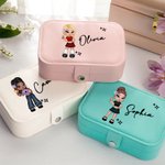 Personalizzato portatile Y2K Cartoon Character Leather Jewelry Box con nome Compleanno Festa della Mamma Accessorio Regalo per le donne Ragazze