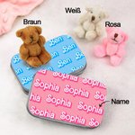 Personalisierter Mini Teddybär in der Dose Taschenbär zur Angstlinderung Geburtstag Weihnachten Geschenk für Kinder