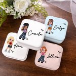 Personalizzato portatile Y2K Cartoon Character Leather Jewelry Box con nome Compleanno Festa della Mamma Accessorio Regalo per le donne Ragazze