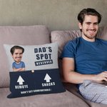 Personalized His Spot Reserved Funny Avatar Photo Throw Pocket Pillow Cover with Text Biirthday Christmas Gift for Dad Grandpa