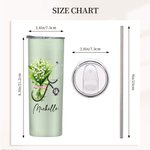 Personalizzato stetoscopio nascita bouquet di fiori nome 20 oz Skinny Tumbler con cannuccia Apprezzamento regalo di laurea per infermiere medico perso