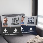 Personalized His Spot Reserved Funny Avatar Photo Throw Pocket Pillow Cover with Text Biirthday Christmas Gift for Dad Grandpa