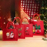 Personalized Snowman Cartoon Character Large Red Burlap Tote Bag with Name and Initial Party Favor Christmas Gift for Kids Adults