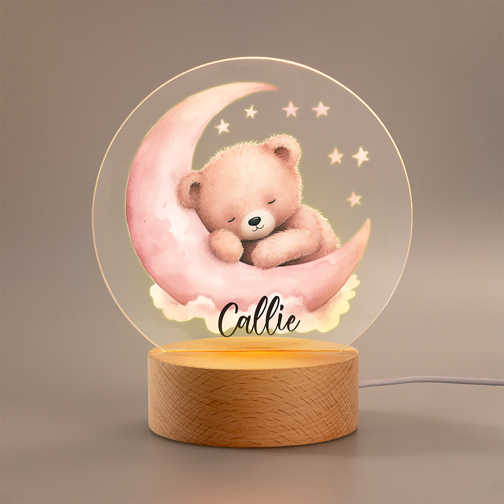 Veilleuse Personnalisée Avec Prénom - Lampe LED Douce En Bois, Cadeau De Naissance Ou Baptême - 2