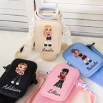 Personalised Y2K Style Cartoon Character Water Bottle Carrier Bag for 40oz Stanley with Removable Pouch and Strap Birthday Gift for Women Girls