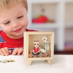 Personajes de dibujos animados personalizados Nacimiento Flor Madera Hucha transparente Hucha con nombre Navidad Cumpleaños Regalo para Niños Niñas